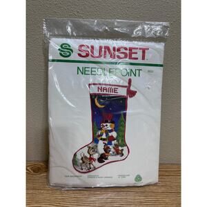 Vintage Sunset Designs Needlepoint Our Snowman Stocking Kit 18” Christmas Craft
